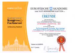 Cертификат Европейской Академии естественных наук